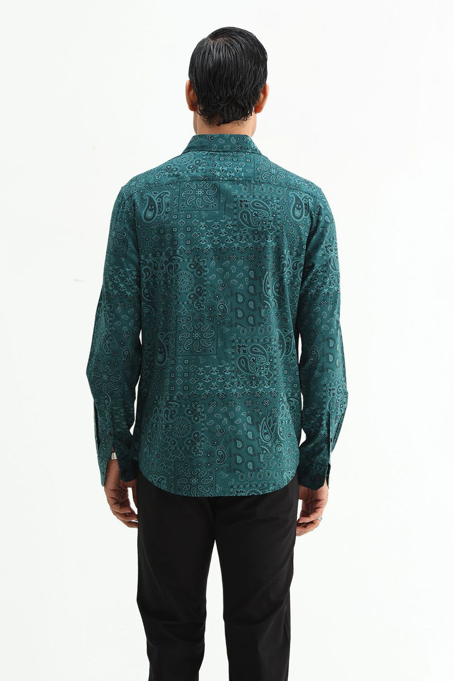 BASICS SLIM FIT  COTTON VISCOSE PRINTED SHIRT