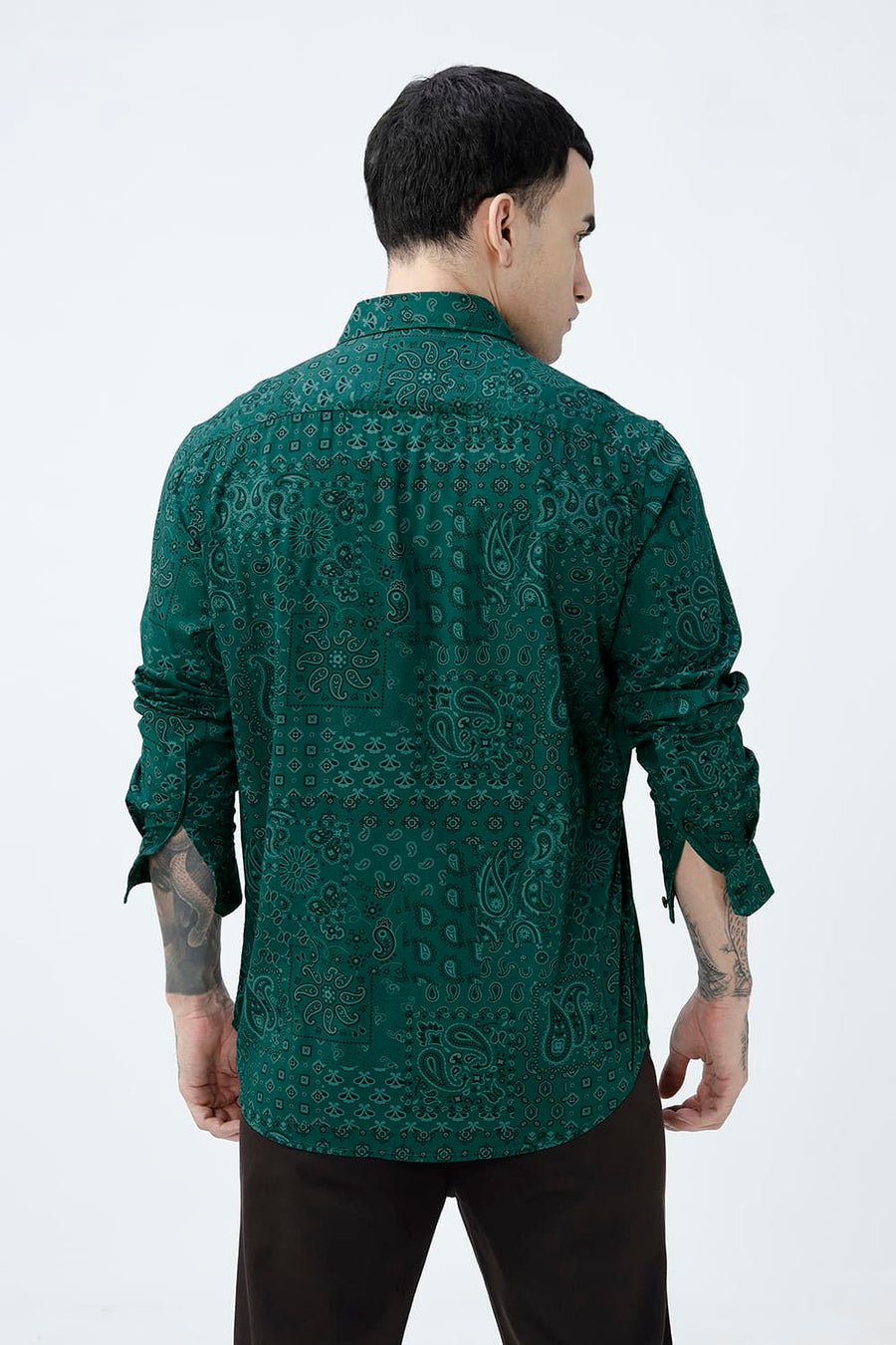 BASICS SLIM FIT  COTTON VISCOSE PRINTED SHIRT