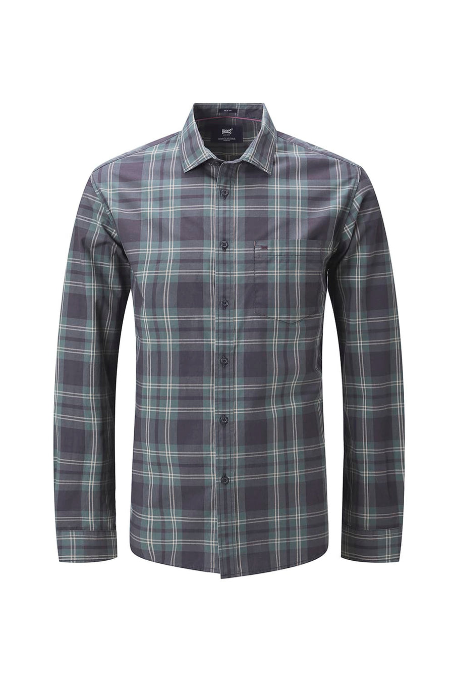 BASICS SLIM FIT RIFLE GREEN COTTON PLAIN CHECKS SHIRT