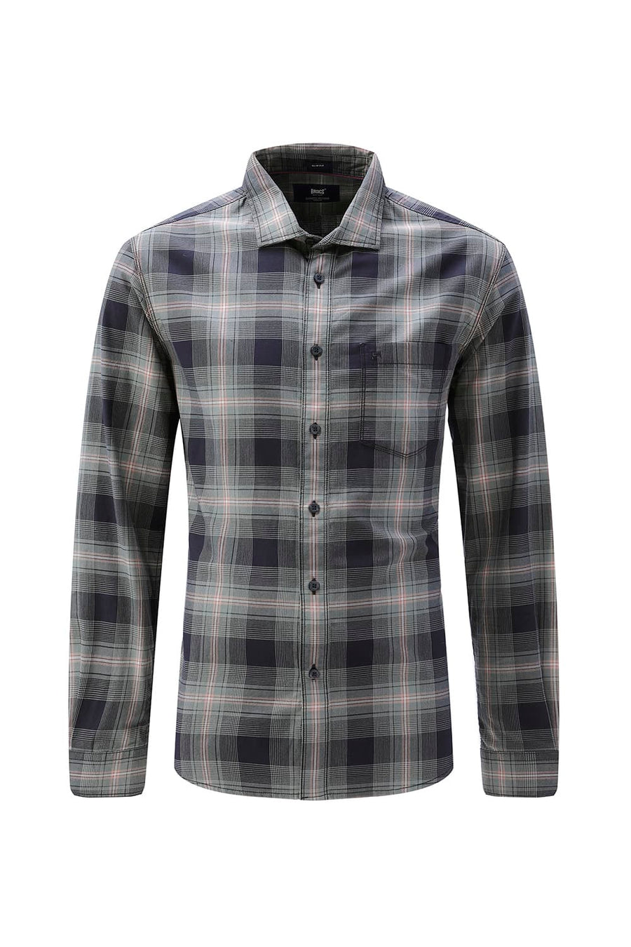 BASICS SLIM FIT CILANTRO BLACK COTTON TWILL CHECKS SHIRT