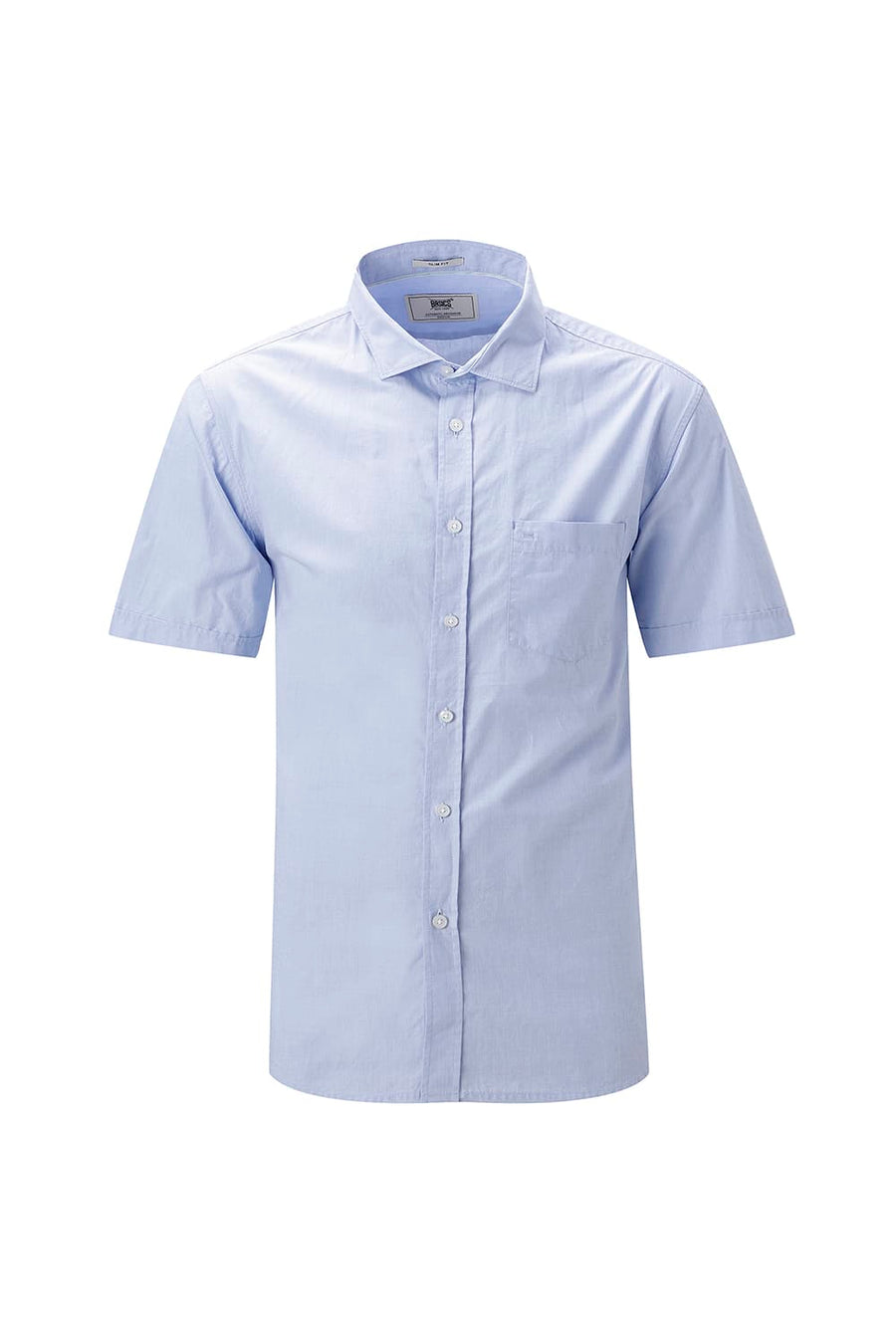 BASICS SLIM FIT HEATHER BLUE COTTON FIL-A-FIL HALFSLEEVES SHIRT