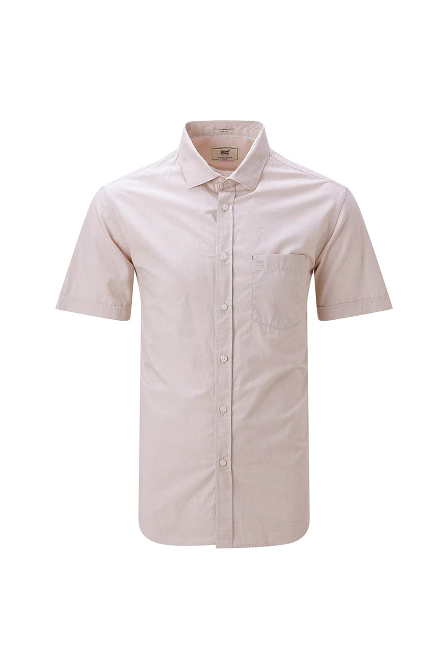 BASICS SLIM FIT SANDSHELL COTTON FIL-A-FIL HALFSLEEVES SHIRT