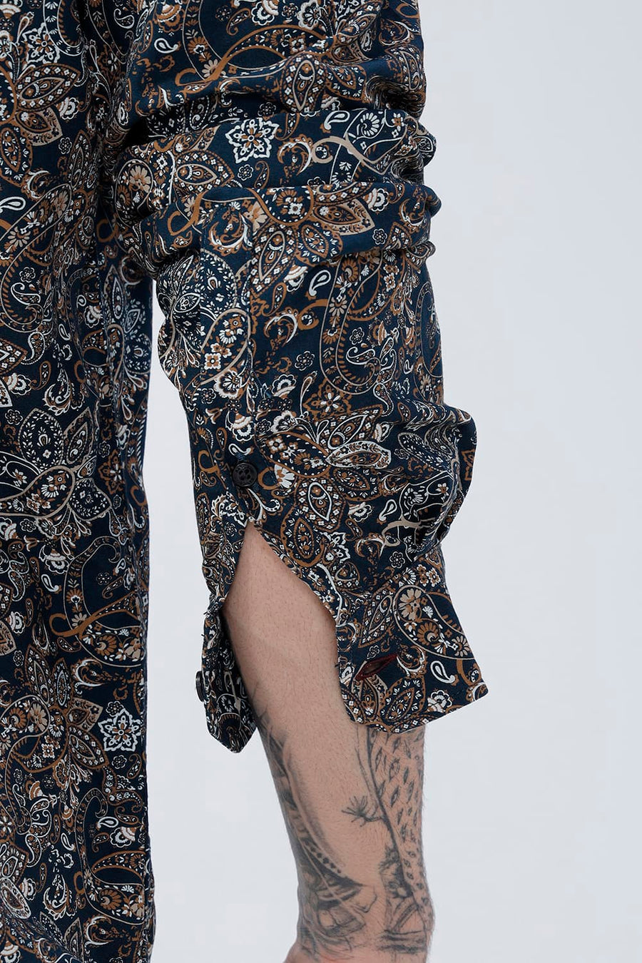 BASICS SLIM FIT  COTTON VISCOSE PRINTED SHIRT