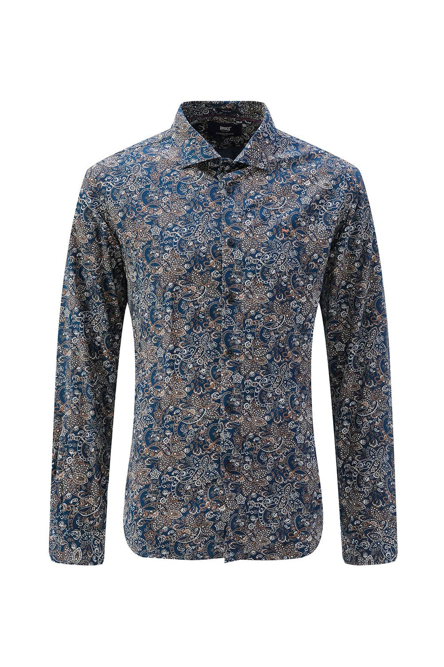 BASICS SLIM FIT  COTTON VISCOSE PRINTED SHIRT