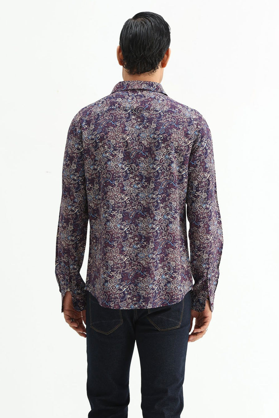 BASICS SLIM FIT  COTTON VISCOSE PRINTED SHIRT