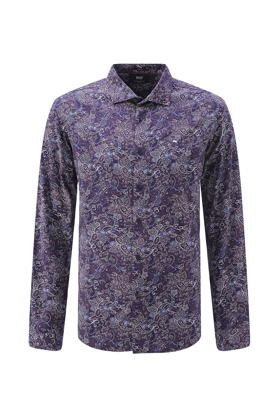 BASICS SLIM FIT  COTTON VISCOSE PRINTED SHIRT