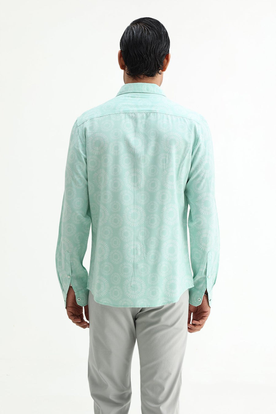 BASICS SLIM FIT  COTTON VISCOSE PRINTED SHIRT