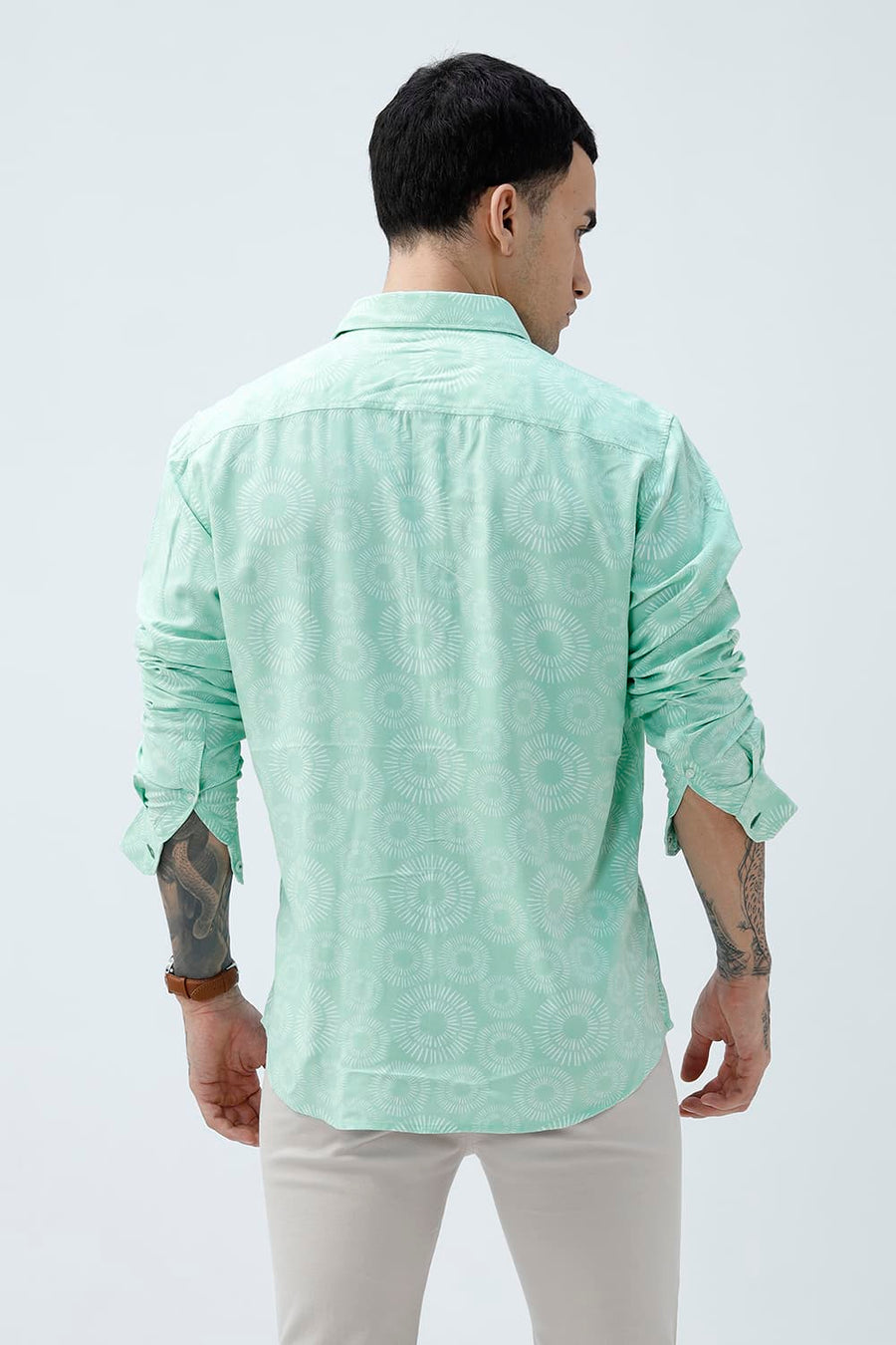 BASICS SLIM FIT  COTTON VISCOSE PRINTED SHIRT