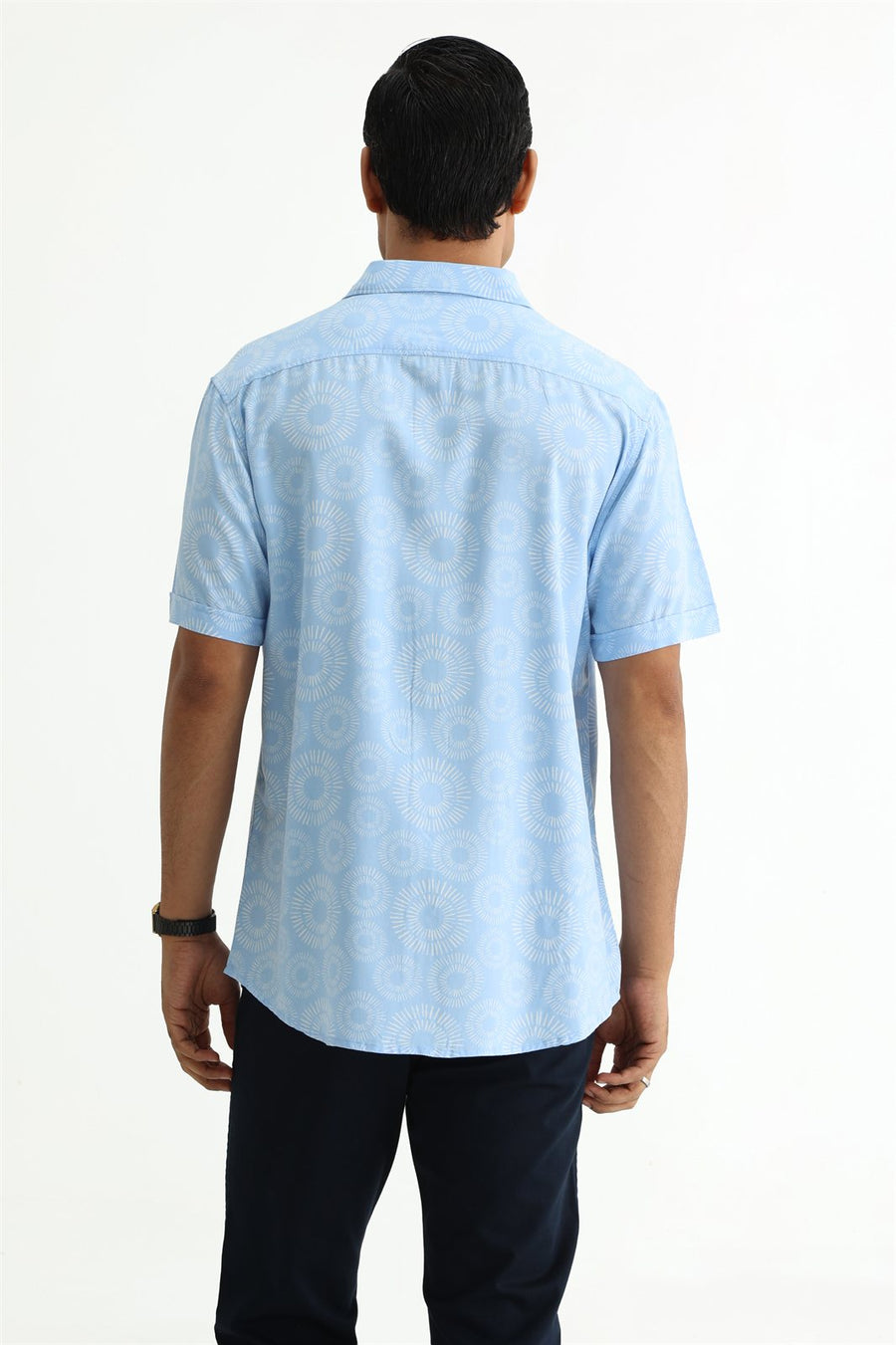 BASICS SLIM FIT  COTTON VISCOSE PRINTED SHIRT