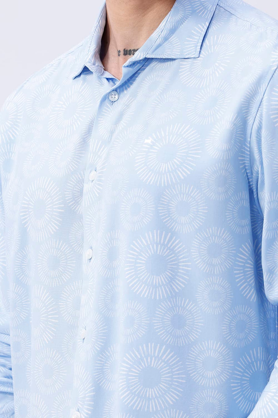 BASICS SLIM FIT  COTTON VISCOSE PRINTED SHIRT