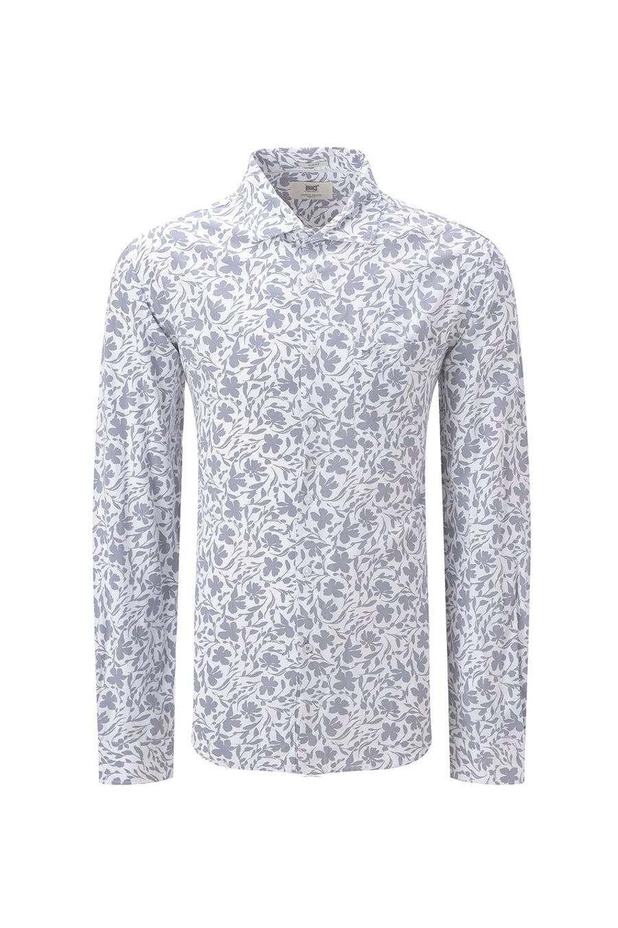 BASICS SLIM FIT ULTIMATE GREY COTTON VISCOSE PRINTED SHIRT