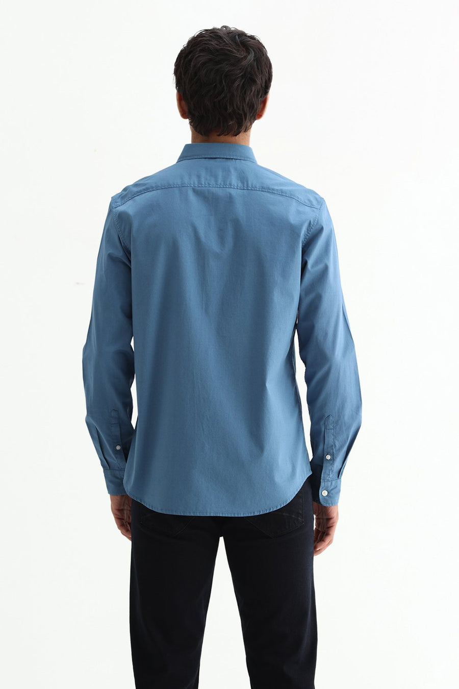 BASICS SLIM FIT BLUE HEAVEN COTTON TWILL SHIRT