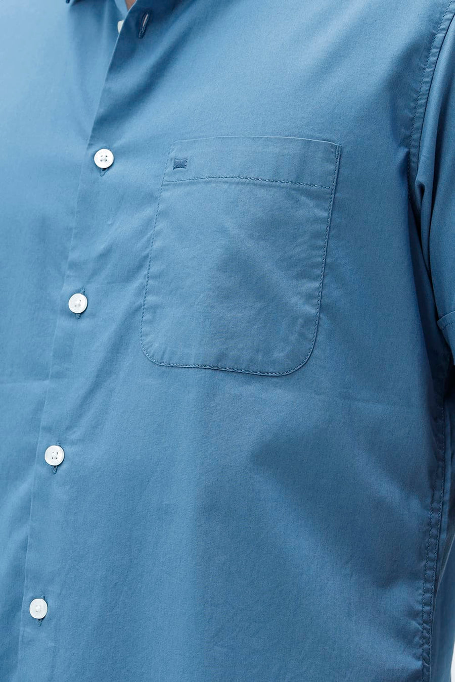 BASICS SLIM FIT BLUE HEAVEN COTTON TWILL HALFSLEEVES SHIRT