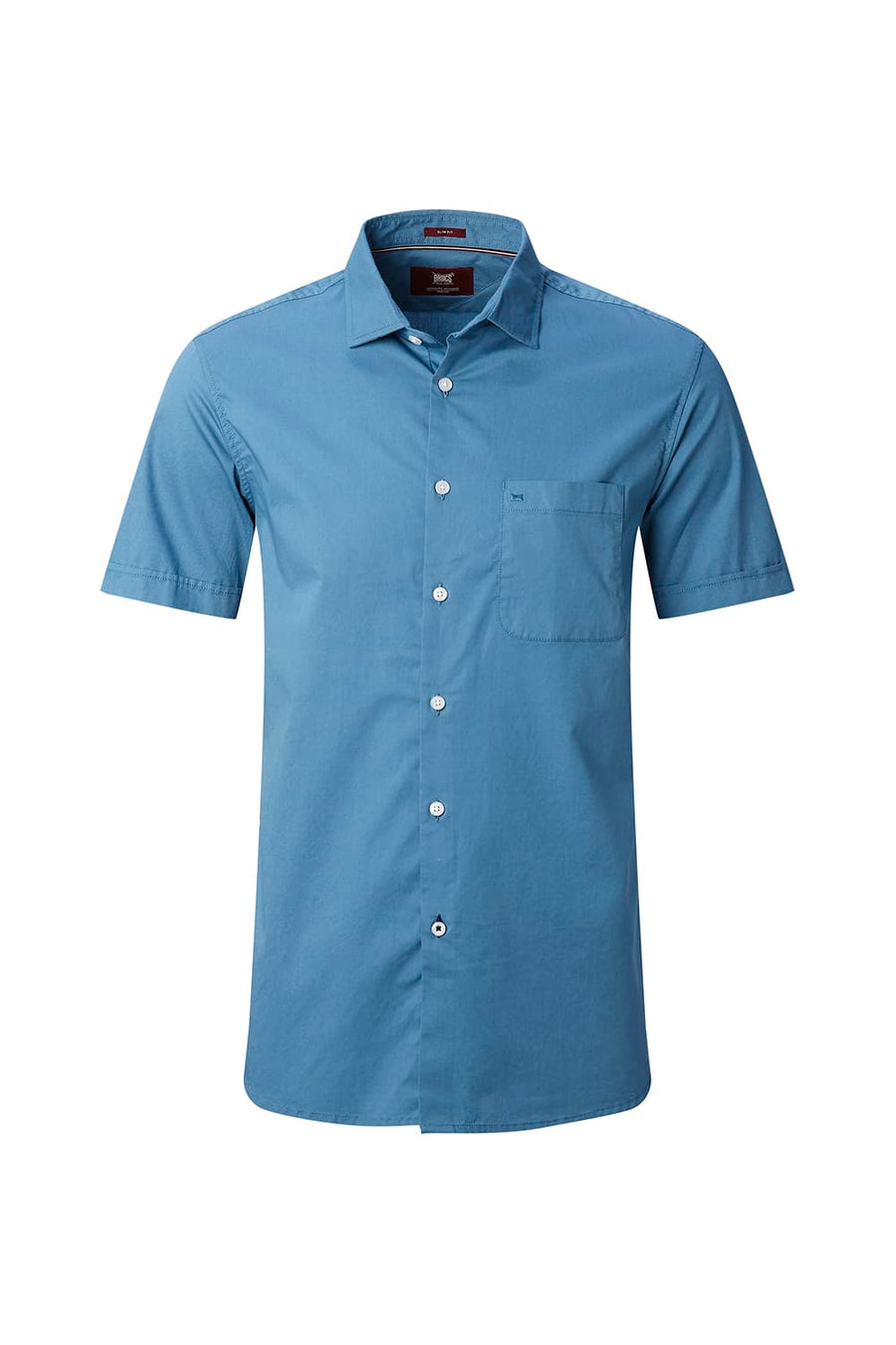BASICS SLIM FIT BLUE HEAVEN COTTON TWILL HALFSLEEVES SHIRT