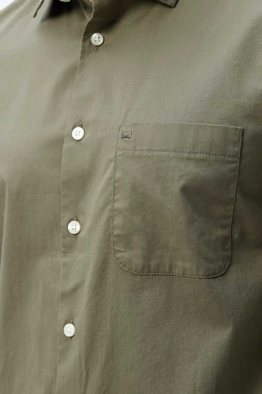 BASICS SLIM FIT LICHEN GREEN COTTON TWILL SHIRT