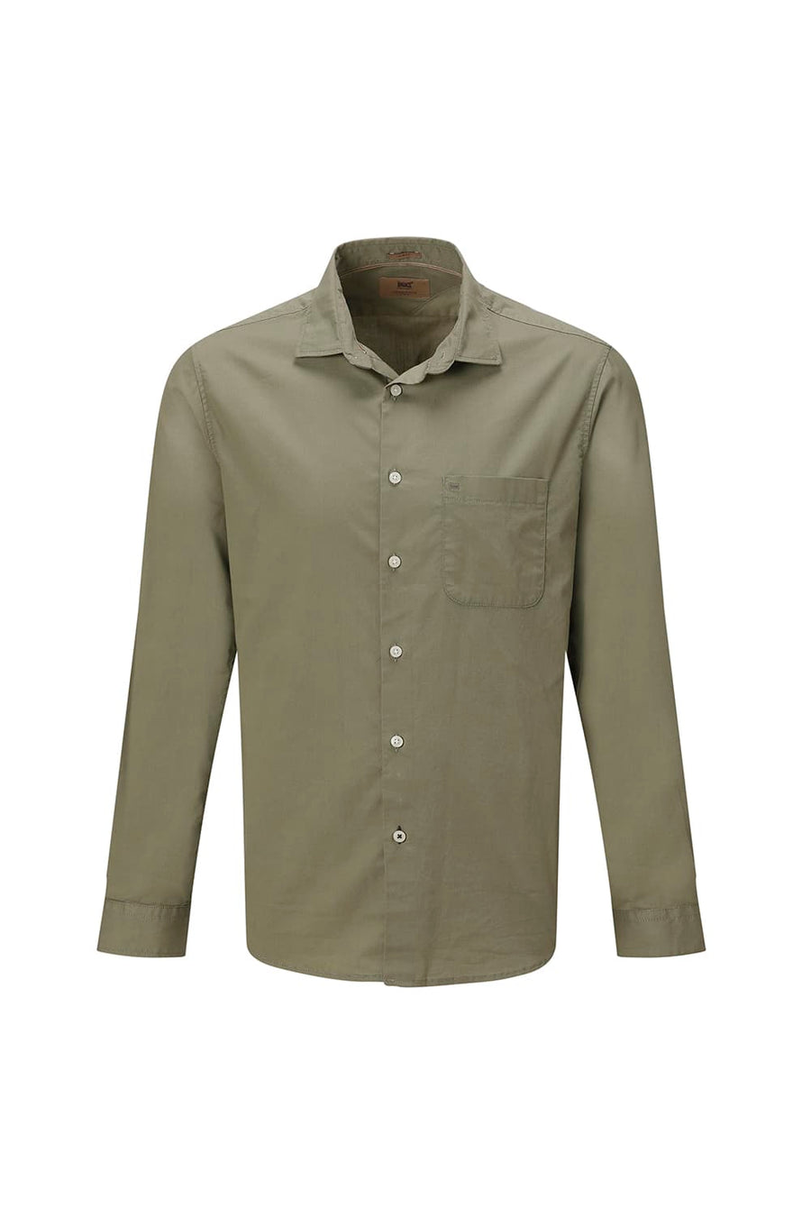 BASICS SLIM FIT LICHEN GREEN COTTON TWILL SHIRT