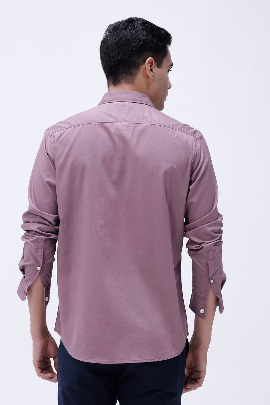 BASICS SLIM FIT TOADSTOOL PURPLE COTTON TWILL SHIRT