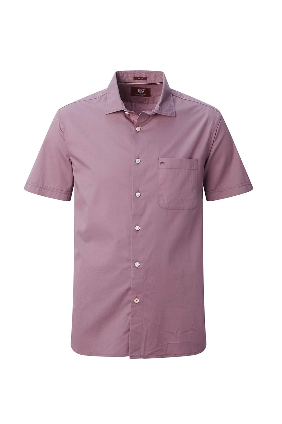 BASICS SLIM FIT TOADSTOOL PURPLE COTTON TWILL HALFSLEEVES SHIRT