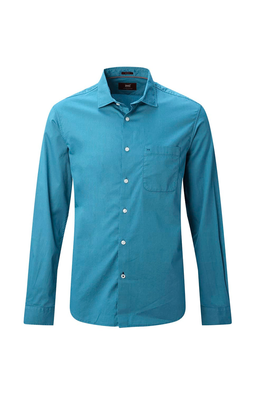 BASICS SLIM FIT MEADOW TEAL COTTON TWILL SHIRT
