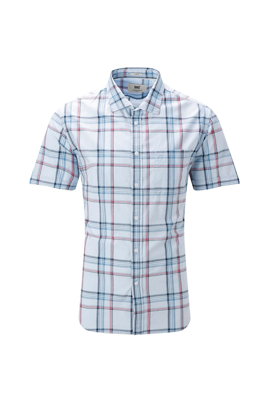 BASICS SLIM FIT WINTER BLUE COTTON PLAIN CHECKS HALFSLEEVES SHIRT
