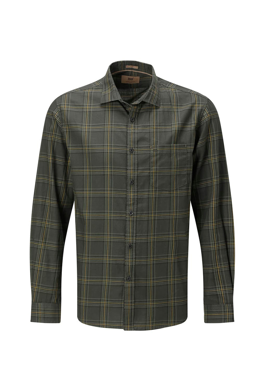 BASICS SLIM FIT RIFLE GREEN COTTON TWILL CHECKS SHIRT