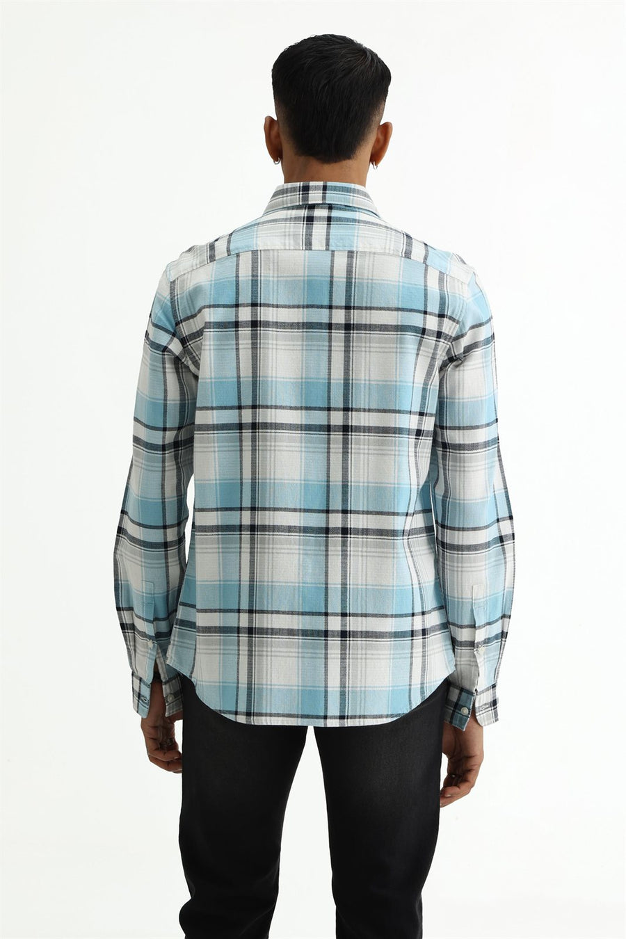 BASICS SLIM FIT  COTTON HOPSACK CHECKS SHIRT