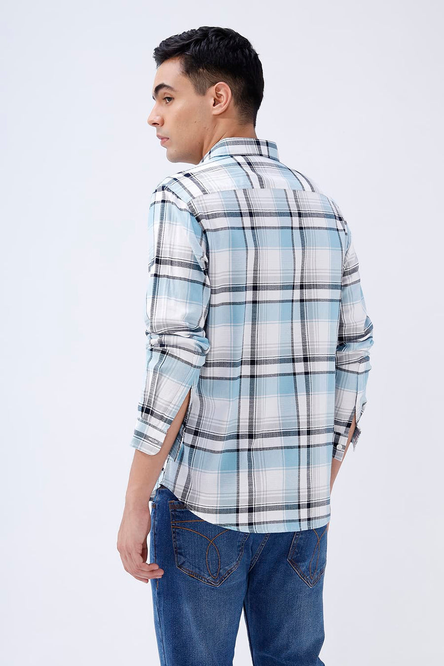 BASICS SLIM FIT  COTTON HOPSACK CHECKS SHIRT