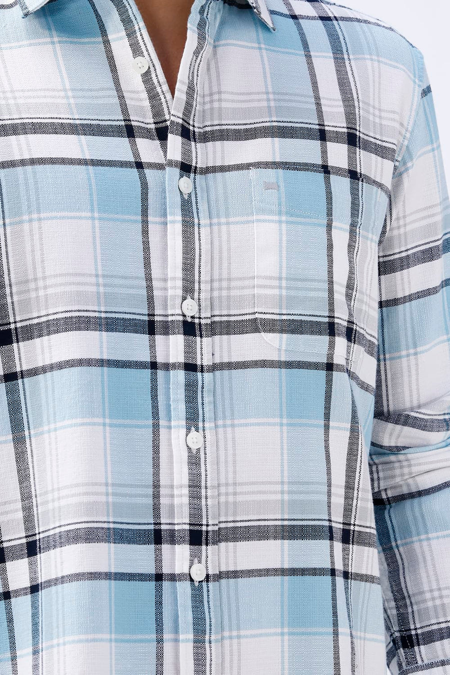 BASICS SLIM FIT  COTTON HOPSACK CHECKS SHIRT
