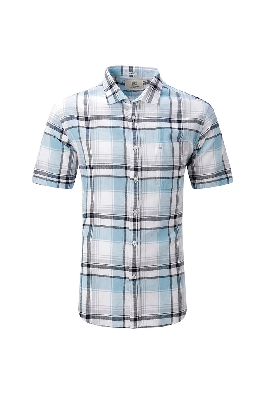BASICS SLIM FIT  COTTON HOPSACK CHECKS HALFSLEEVES SHIRT