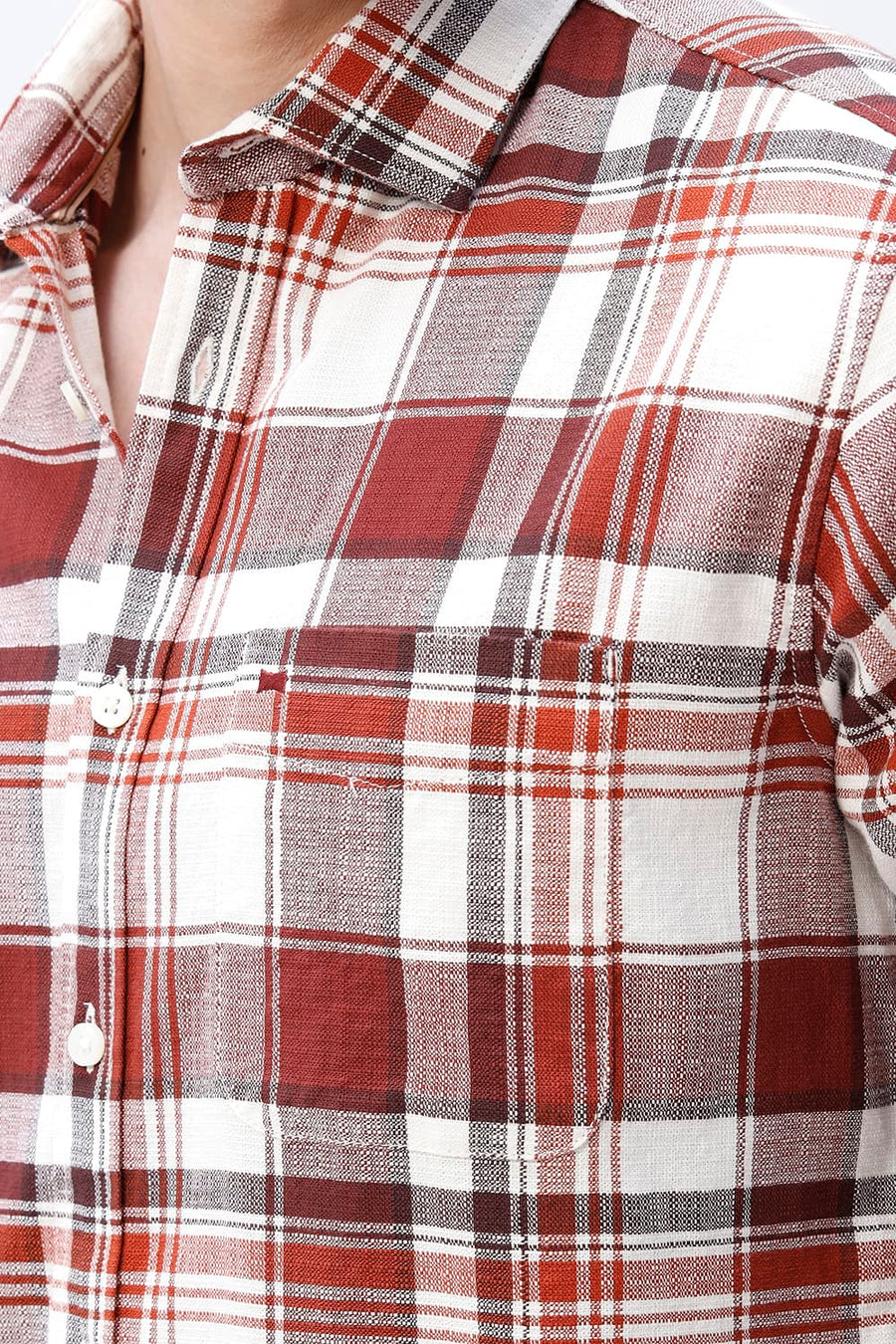 BASICS SLIM FIT  COTTON HOPSACK CHECKS HALFSLEEVES SHIRT