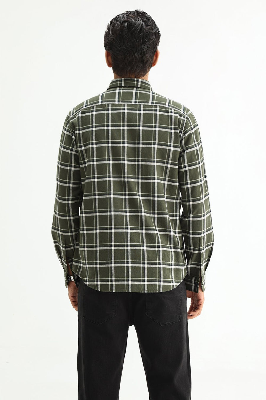 BASICS SLIM FIT  COTTON HOPSACK CHECKS SHIRT