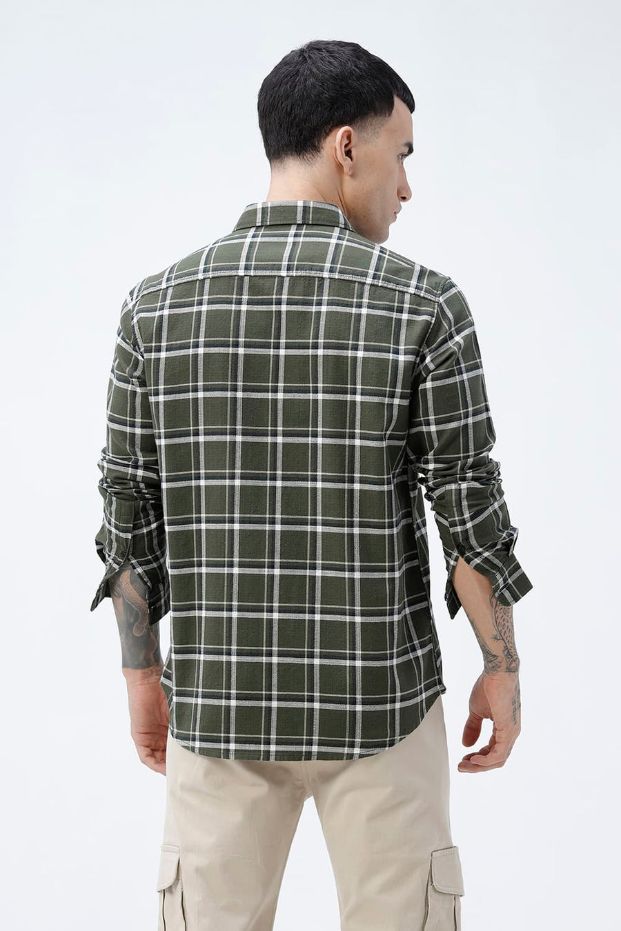 BASICS SLIM FIT  COTTON HOPSACK CHECKS SHIRT