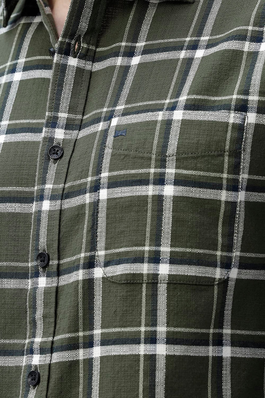 BASICS SLIM FIT  COTTON HOPSACK CHECKS SHIRT