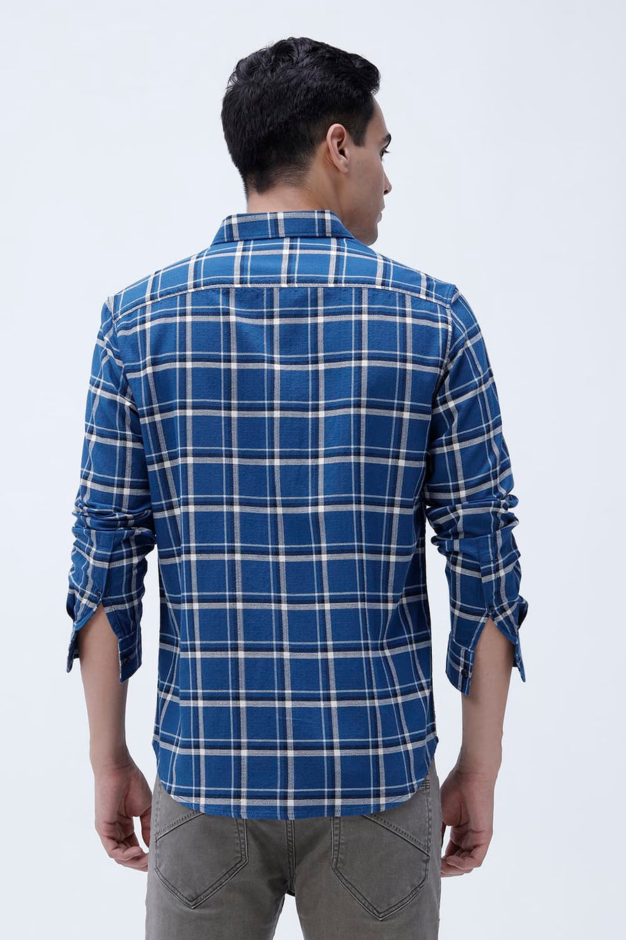 BASICS SLIM FIT  COTTON HOPSACK CHECKS SHIRT