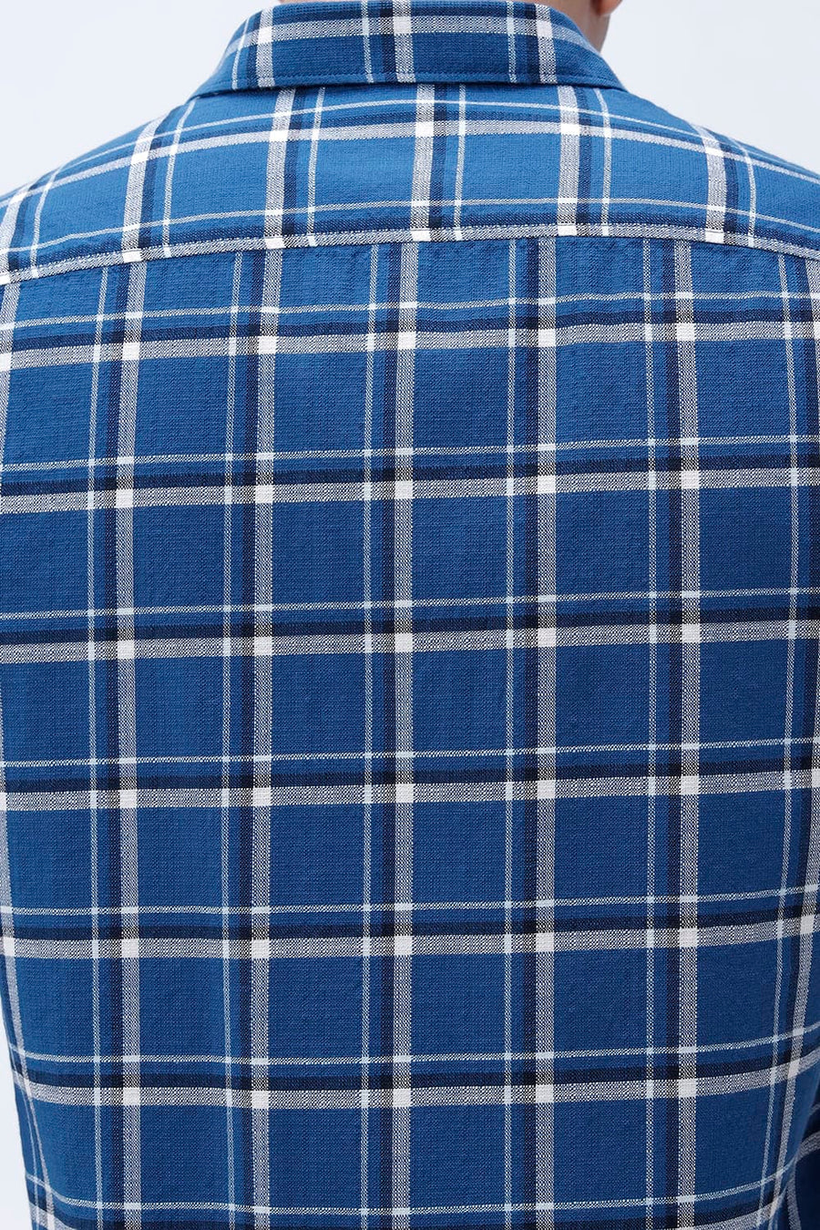 BASICS SLIM FIT  COTTON HOPSACK CHECKS HALFSLEEVES SHIRT