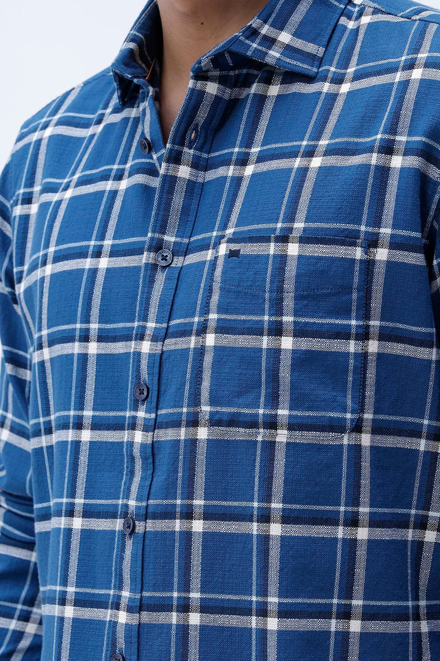 BASICS SLIM FIT  COTTON HOPSACK CHECKS SHIRT