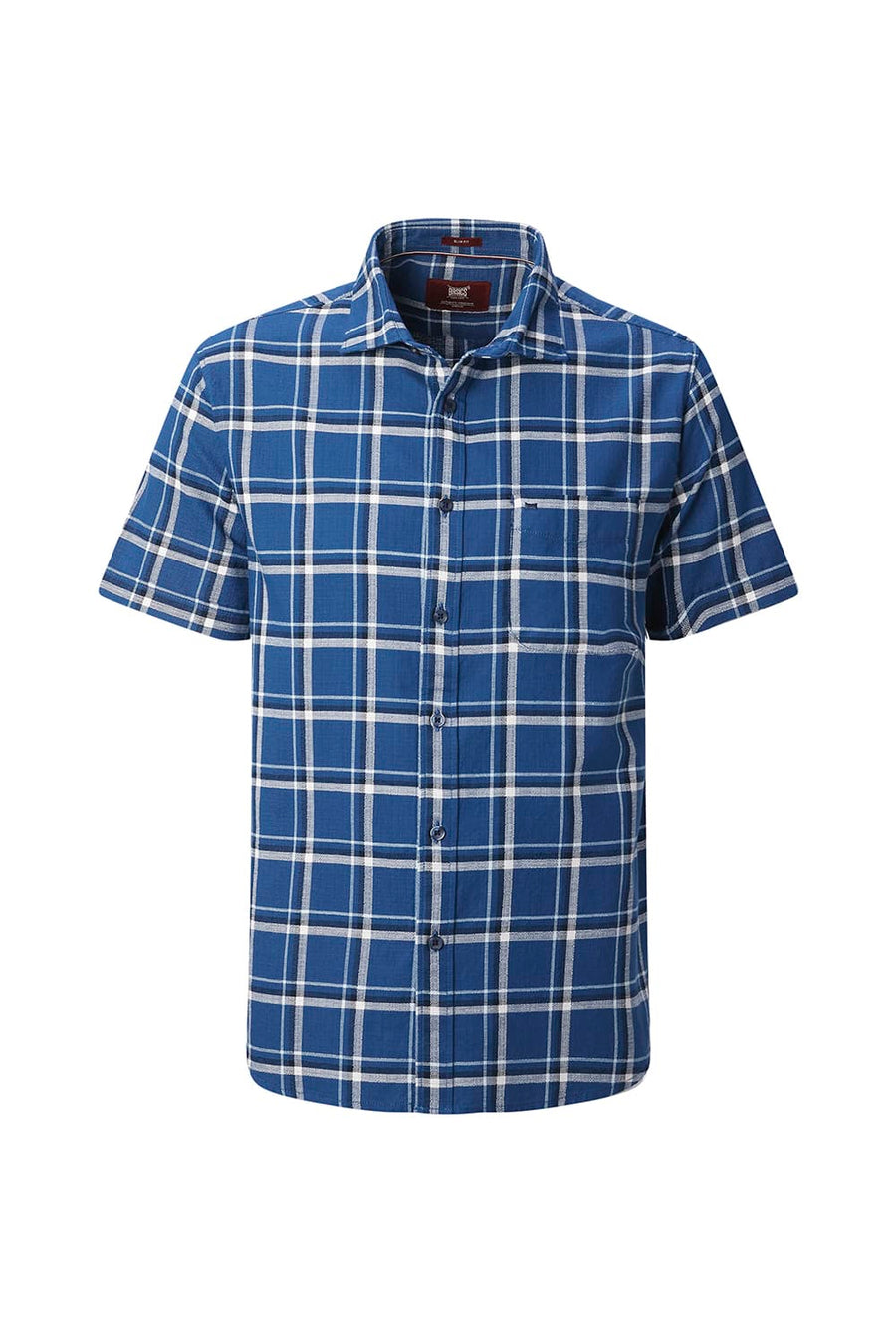 BASICS SLIM FIT  COTTON HOPSACK CHECKS HALFSLEEVES SHIRT