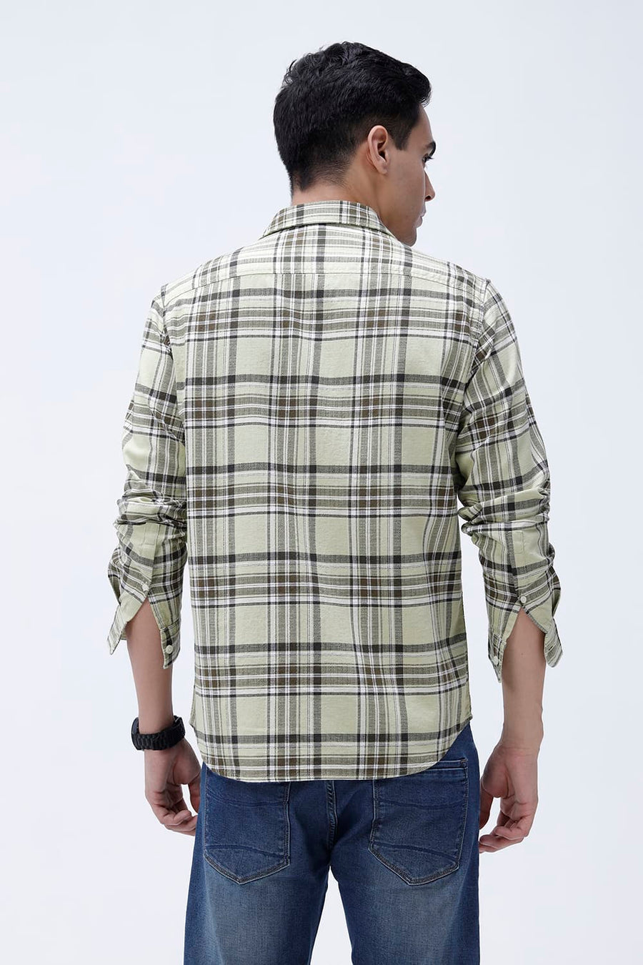 BASICS SLIM FIT  COTTON HOPSACK CHECKS SHIRT