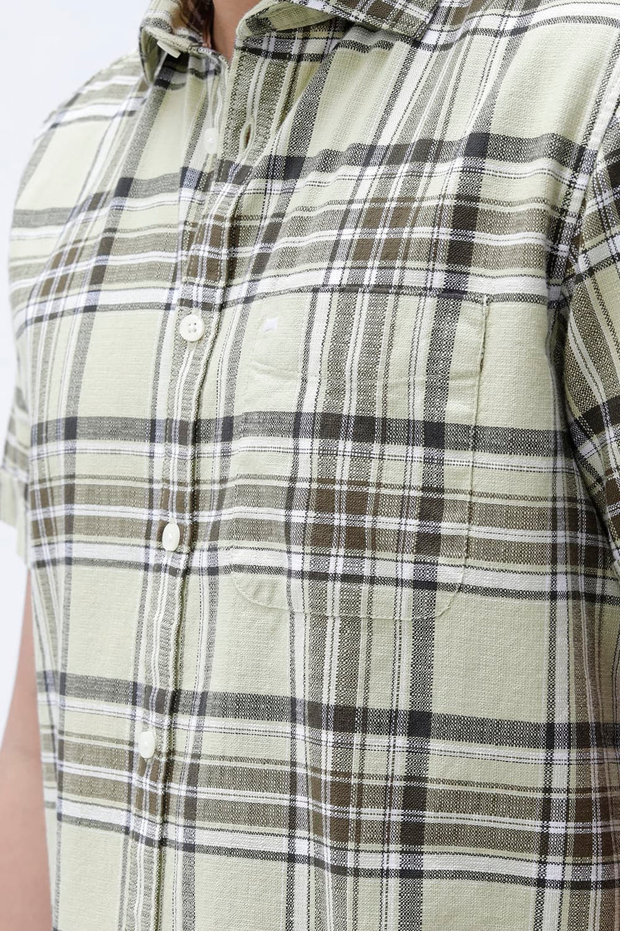 BASICS SLIM FIT  COTTON HOPSACK CHECKS HALFSLEEVES SHIRT