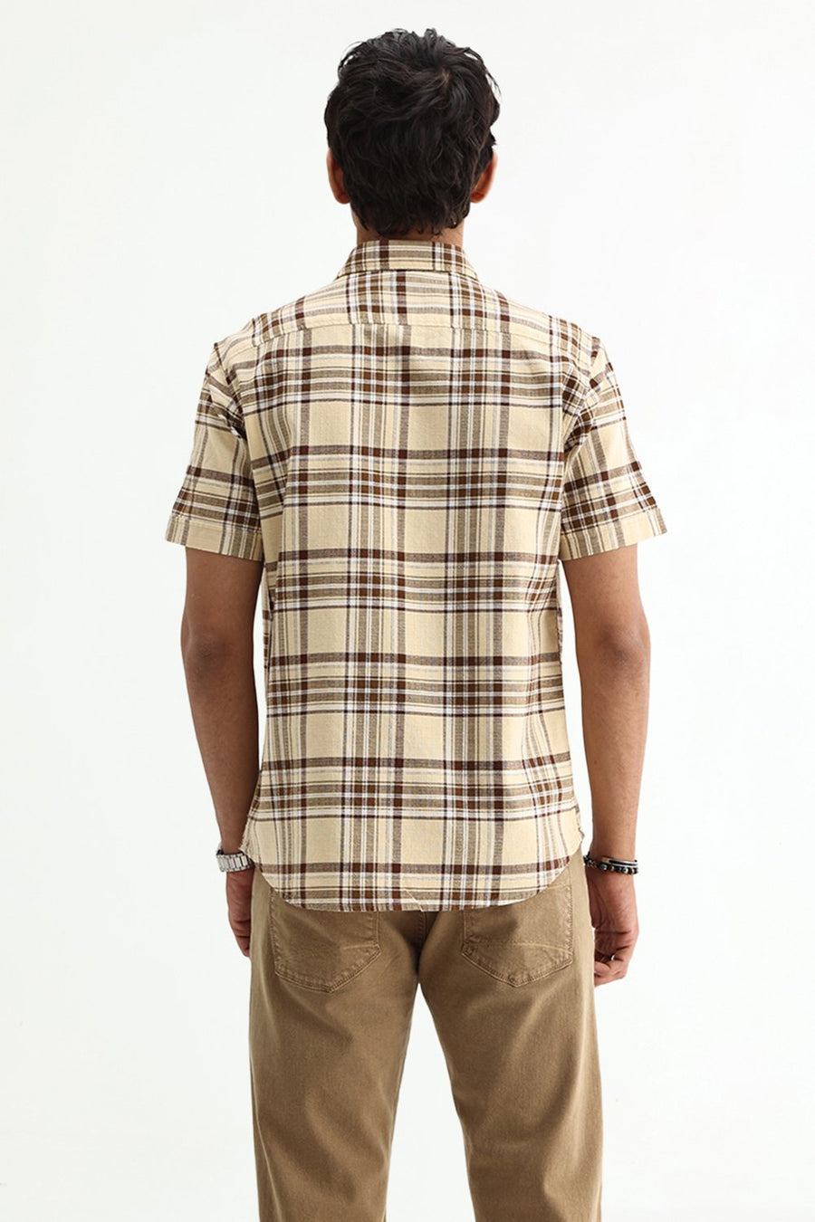 BASICS SLIM FIT  COTTON HOPSACK CHECKS SHIRT