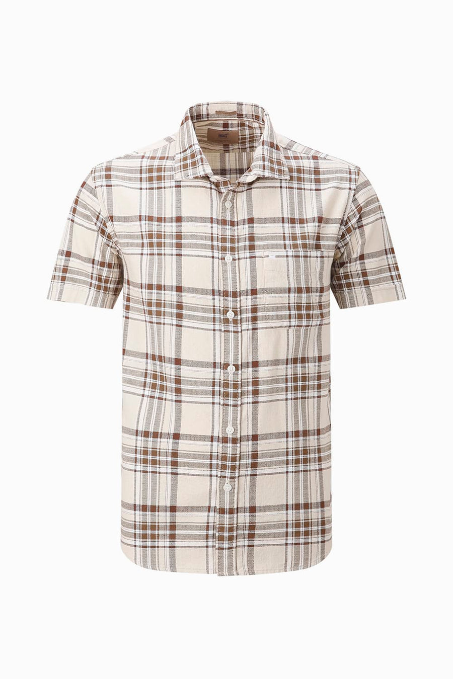 BASICS SLIM FIT  COTTON HOPSACK CHECKS HALFSLEEVES SHIRT