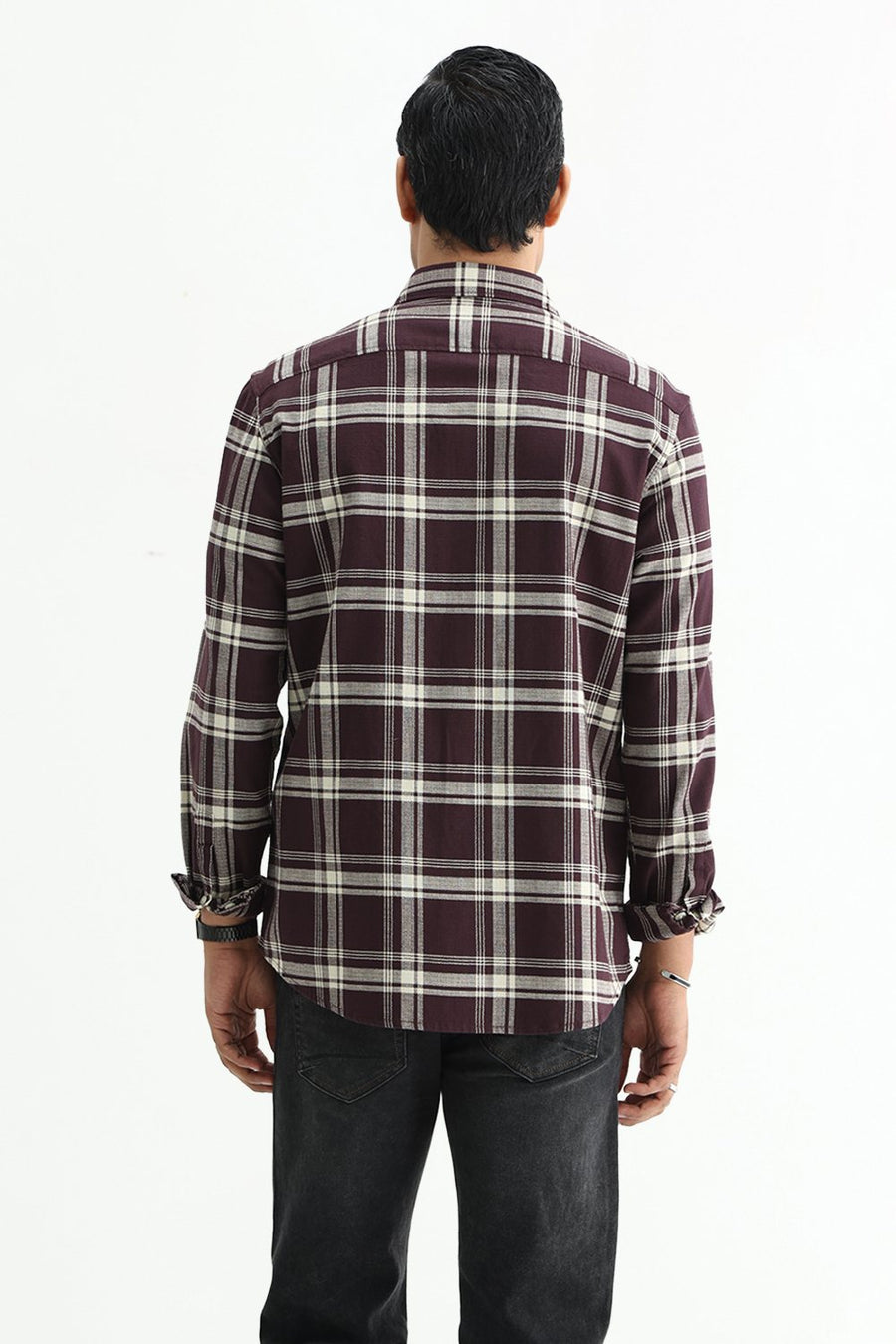 BASICS SLIM FIT  COTTON HOPSACK CHECKS SHIRT