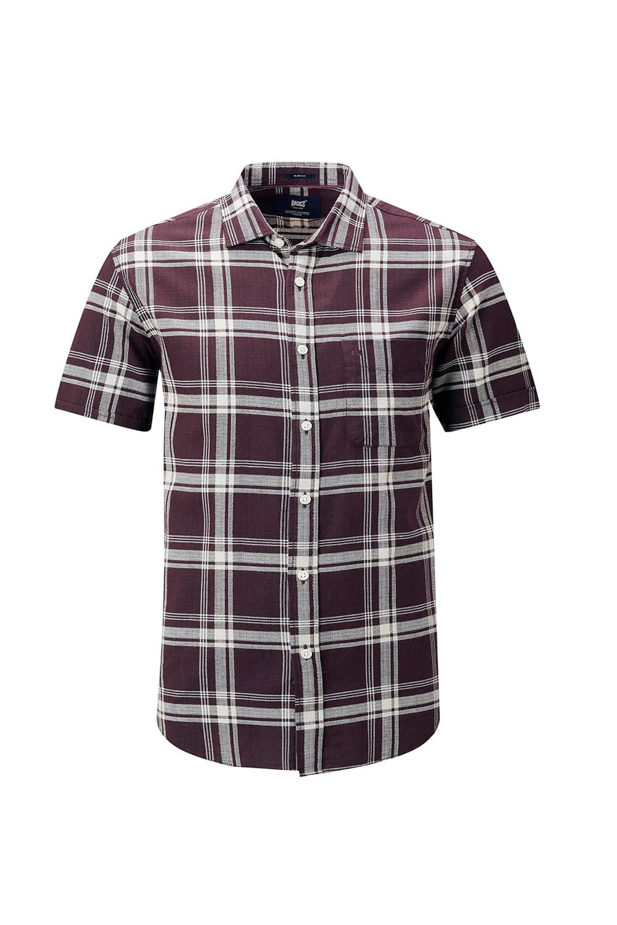 BASICS SLIM FIT  COTTON HOPSACK CHECKS HALFSLEEVES SHIRT