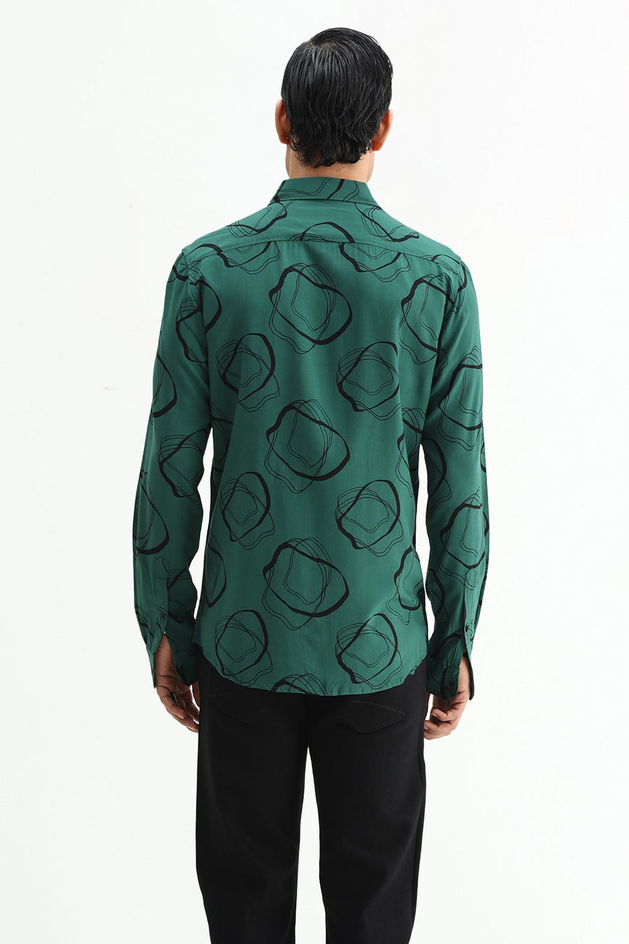 BASICS SLIM FIT  COTTON VISCOSE PRINTED SHIRT