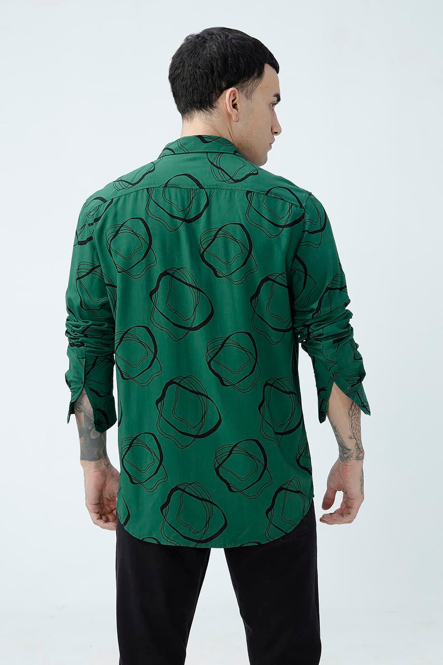 BASICS SLIM FIT  COTTON VISCOSE PRINTED SHIRT