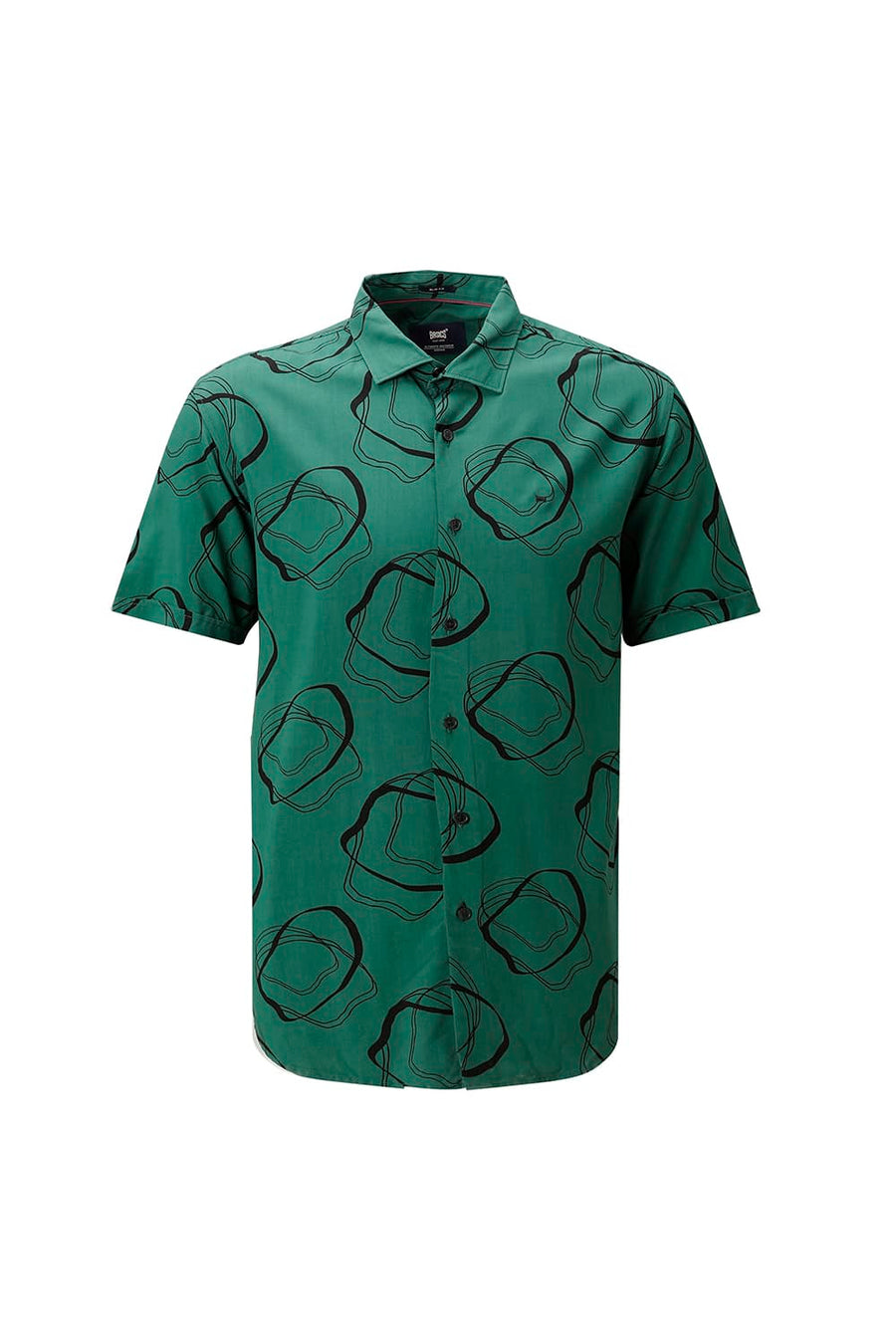 BASICS SLIM FIT  COTTON VISCOSE PRINTED HALFSLEEVES SHIRT