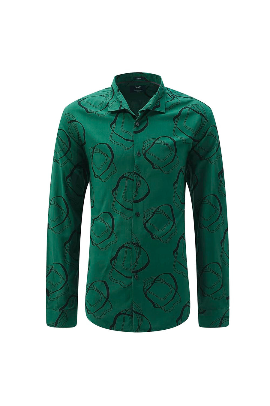 BASICS SLIM FIT  COTTON VISCOSE PRINTED SHIRT