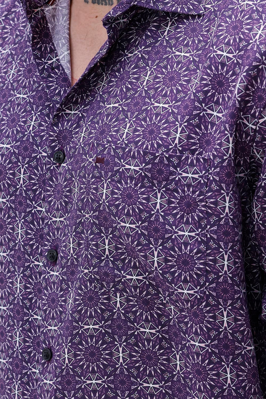 BASICS SLIM FIT  COTTON VISCOSE PRINTED SHIRT