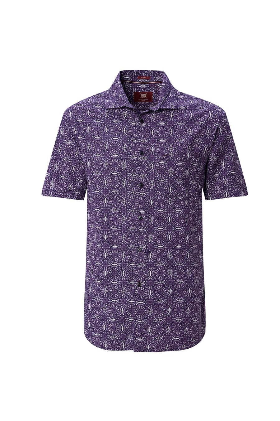 BASICS SLIM FIT  COTTON VISCOSE PRINTED HALFSLEEVES SHIRT