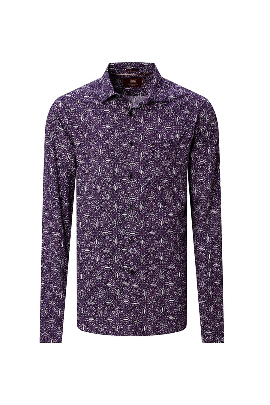 BASICS SLIM FIT  COTTON VISCOSE PRINTED SHIRT